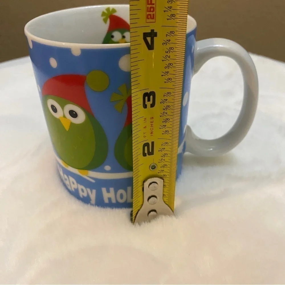 Pier 1 Holiday Owl Mugs – Set of 2 – Christmas Ceramic Cups